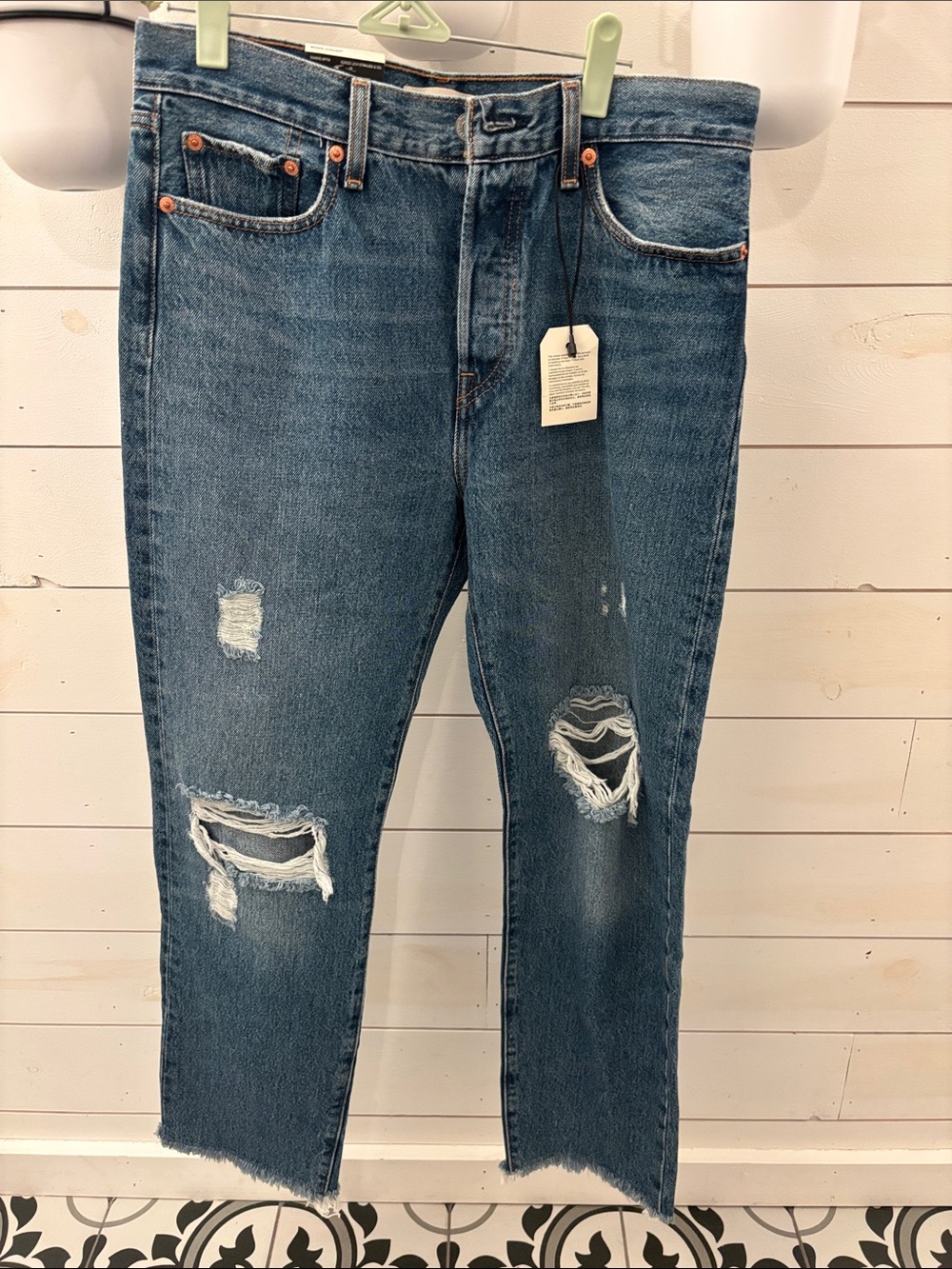 Levi's Wedgie Straight Distressed Blue Jeans